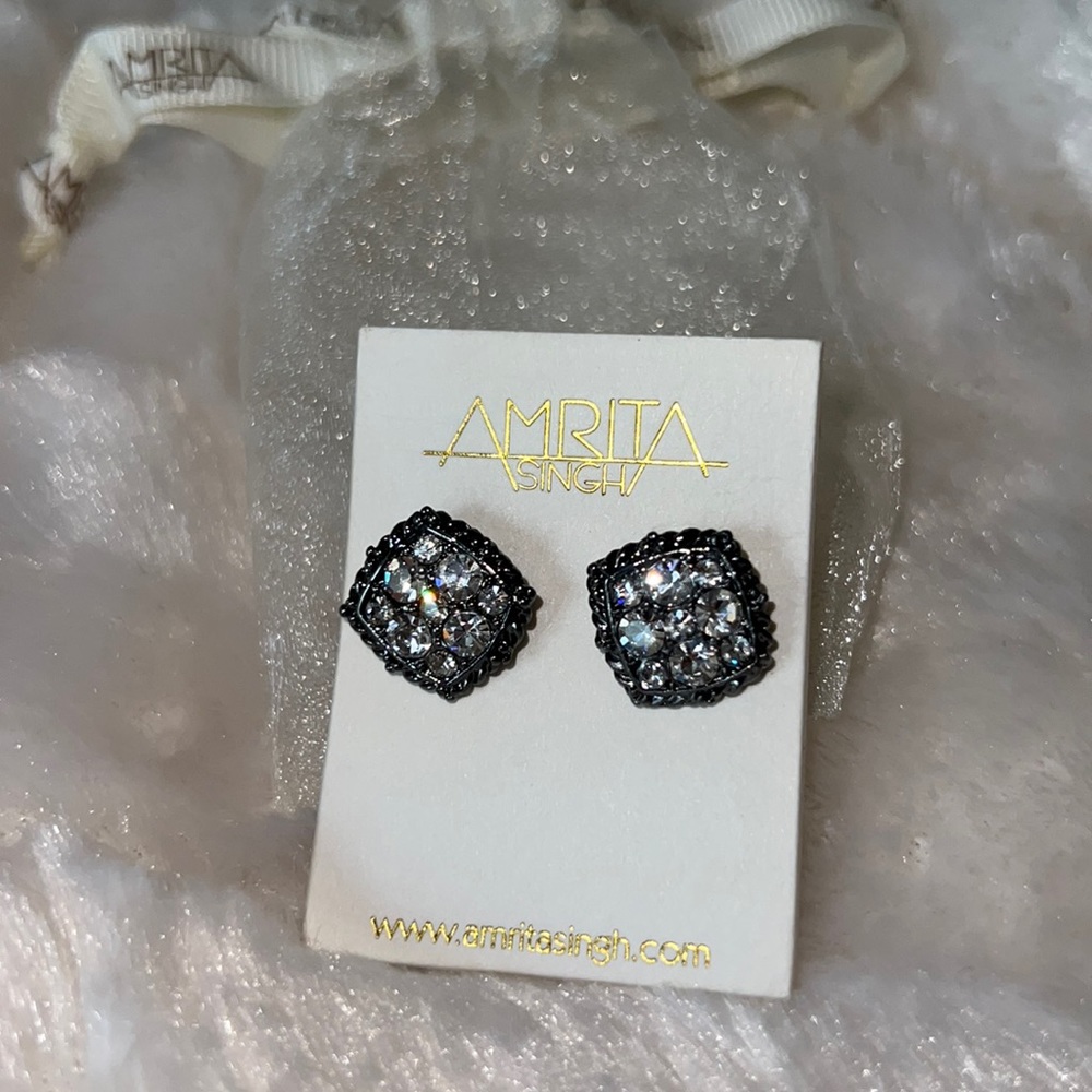 Austrian Crystal & Gunmetal Portofino Stud Earring